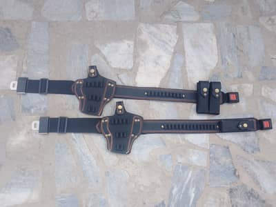 Handmade Tactical Leather Duty Belt with Multi Pouches