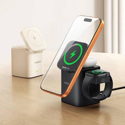 Pisen 4 in 1 Wireless Charger + Mobile Phone Stand