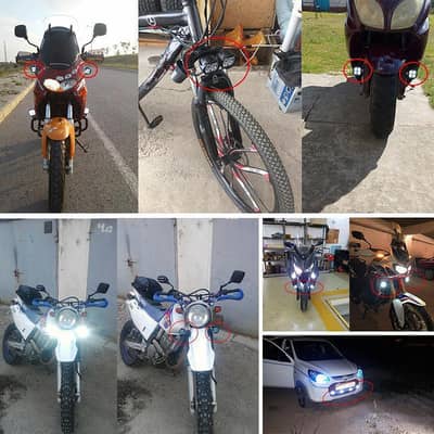 Motorcycle LED Headlight 2 Pcs with Switch | Bike LED Light