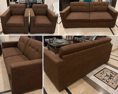 Comfortable Brown Fabric 5-Seater Sofa Set for Sale
