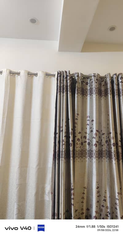 1 beautiful curtains available 7.5 feet width & 8.5 feet length.