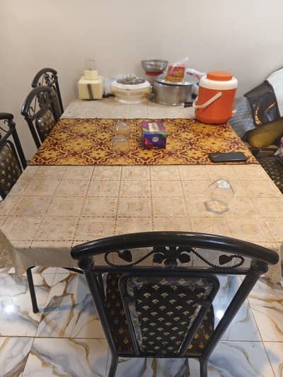 Tempered Glass Dinning Table with 6 Chairs