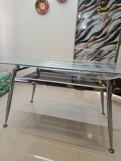 Tempered Glass top dining table for sale.