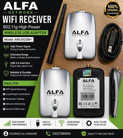ALFA Network AWUS036H 802.11g High Power Wireless USB WiFi Adapter