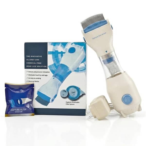 Electric Lice Comb with Vacuum Suction & Disposable Capture Filter, Head Lice & Nit Removal Comb for Kids & Adults, Chemical-Free Lice Removal Tool for All Hair Types