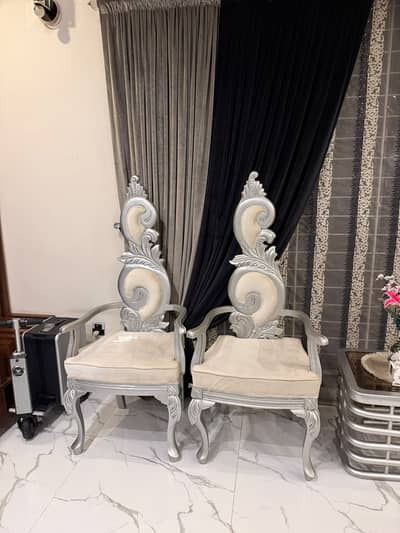 Luxury Royal Style High Back Chairs-Pair