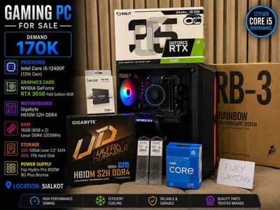 Gaming PC i5-12400F RTX 3050 8GB 16GB RAM 1TB+128GB SSD with all boxes