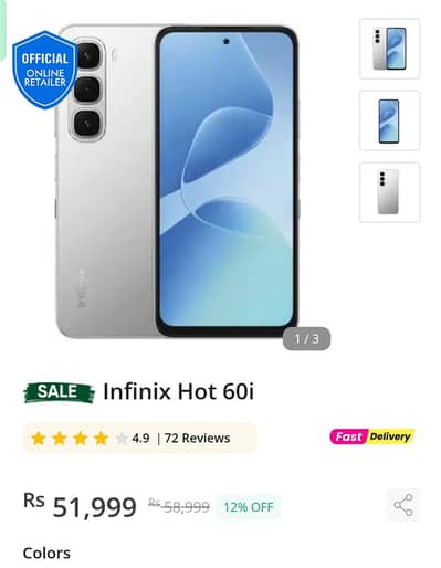 Infinix HOT 60I OFFICIAL PTA APPROVE