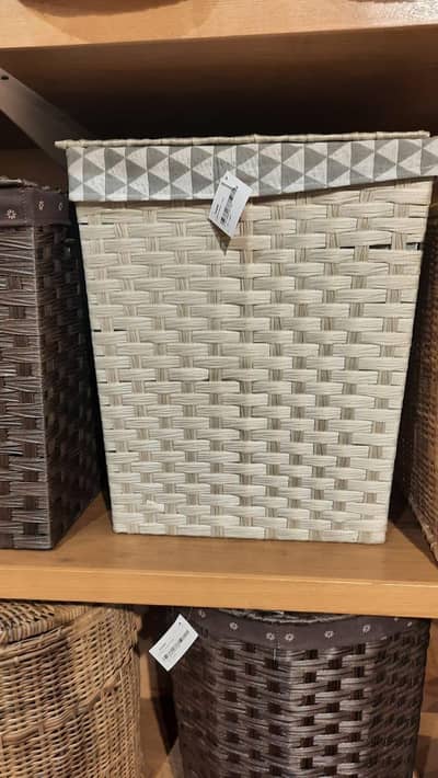 Handwoven Basket with Rectangle Design
