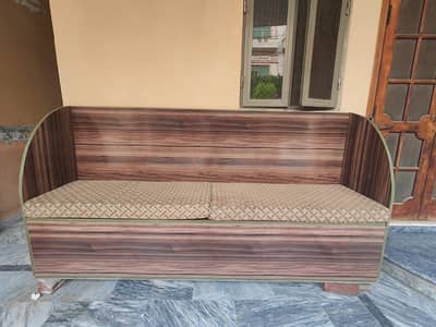 Stylish Wooden Sofa with 3 Built-In Storage Boxes