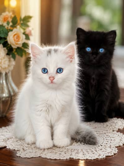 Kittens | Persian Kittens | Triple Coated White / lack Persian Kittens