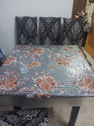 5 chairs with. marble top table