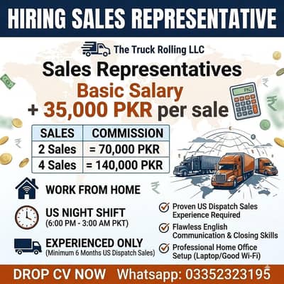 Sales Job For The Truck Rolling Dispatch Call Center / Work From Home