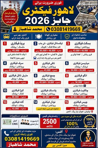 Urgent need biscuits and garments packing job