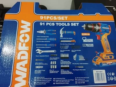 WADFOW 91 Pcs Tools Set - 62NM Cordless Impact Drill Machine