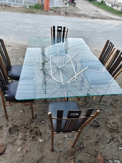 Glass Top Dinning Table 6 Chairs