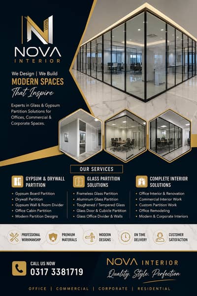 Glass partition/Gypsum board / pvc celing/gypsum celing/pop celing