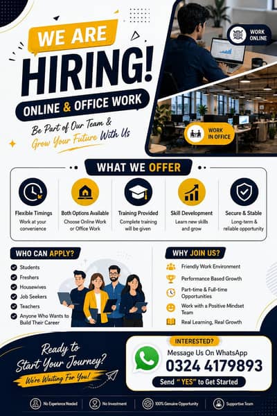 URGENT NEED STAFF MALES AND FEMALES ONLINE WORK AND OFFICE WORK