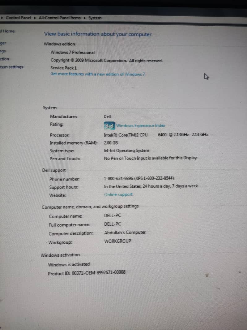 Intel(R) Core (TM)2 CPU 1