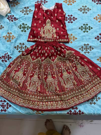Beautiful Red Embroidered Lehenga for 1.5 Year Old Girl