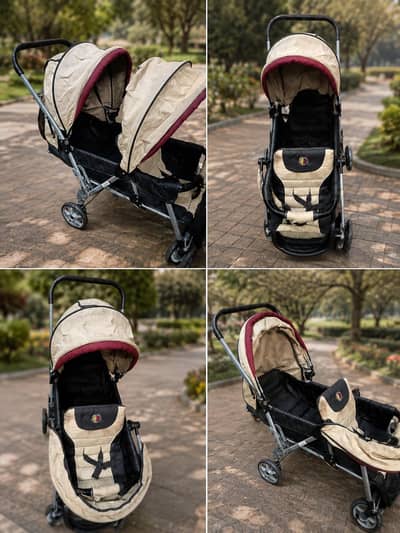 Twin Baby Stroller / Double Pram – Excellent Condition – Rs. 15,000