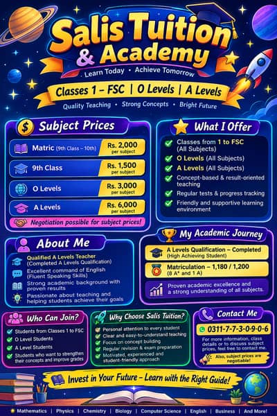 Salis Tuition & Academy | Classes 1–FSC | O & A Levels