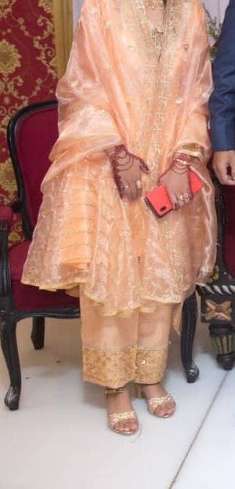 One time use frock on chiffon condition 10/10 just 2 hours wear sale