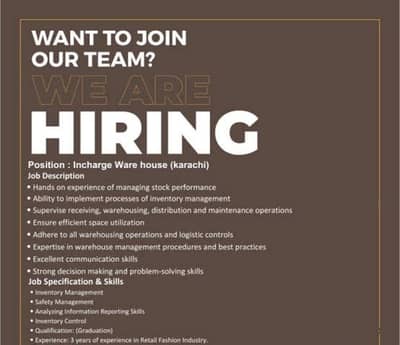 store incharge | inventory management | store keeper | job | material