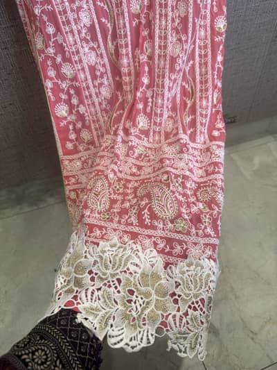 Formal wear chickenkari with chiffon dupatta