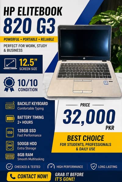 Hp elitebook 820 g3 i5 6th generation