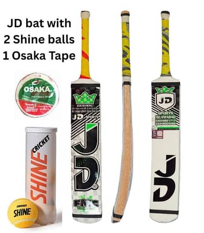 JD Sports Tape Ball Cricket Bat with 2 Shine Balls & Osaka Tape