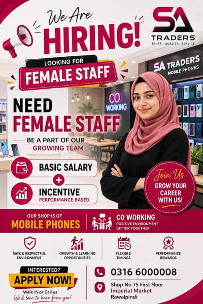 Need Female Staff For Tecno Brand Shop