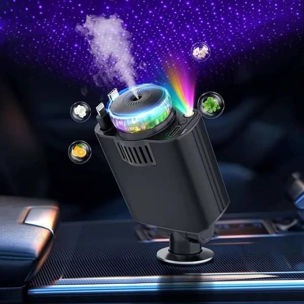 2026 NEW Starlight Retractable Car USB Charger 5 in 1 Fast Charging,Car Air Freshener & 2 USB Ports Car Charger Adapter