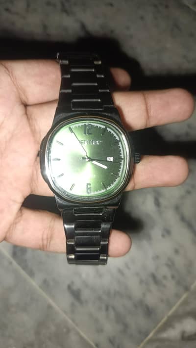 Xentra men watch, black metal strap and green dial,  Saudia imported