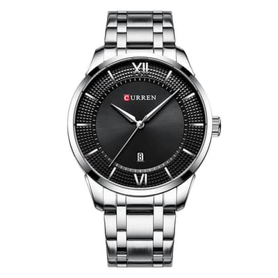 100% Original Curren Men’s Hand Watch Silver Stainless Steel & Black A