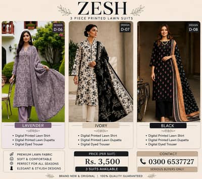 ZESH LAWN SUIT 3PIECE