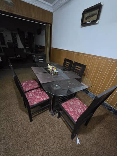 Wooden Dining table with 6 chairs