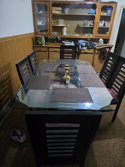 Wooden Dining table with 6 chairs