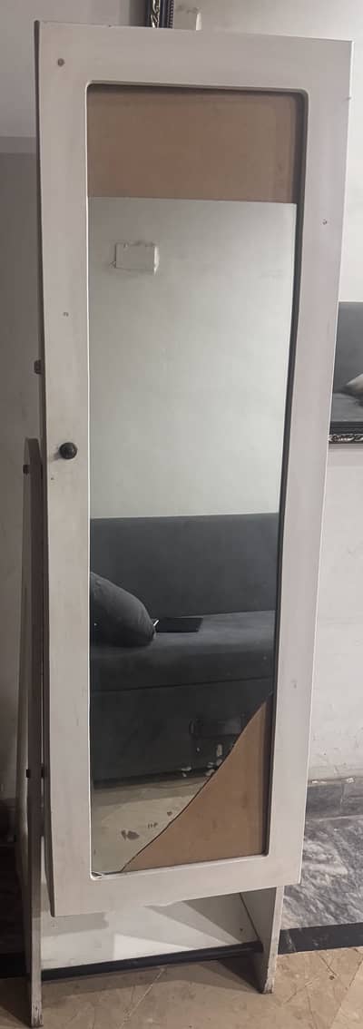 Elegant Standing Jewelry Cabinet with Full-Length Mirror"