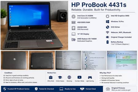 HP ProBook 4431s i5 2430M laptop 4g ram Urgent Sale read dscrip