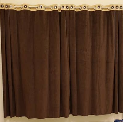 Dark brown pure velvet curtains with fancy top