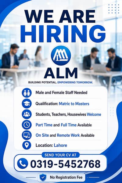 Part Time / Full time Job opportunity in Lahore