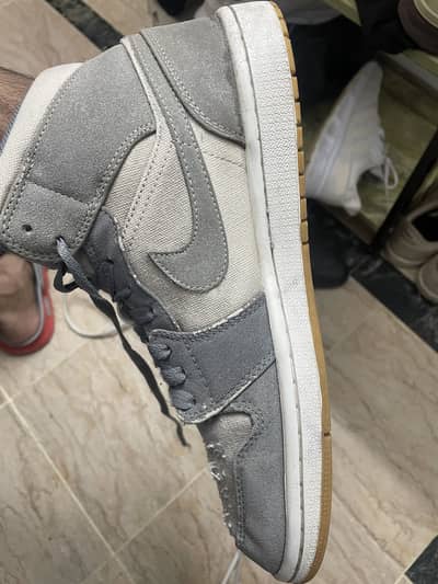 Nike Air Jordan 1 High Grey & White Sneakers Size 10
