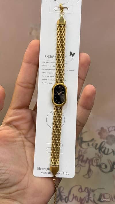 Chain Watch Style Bracelet in Gold Colour
