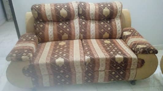 Complete Sofa Set with Glass Center Table – Good Condition