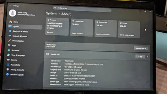 Latitude 5410 Core i5 10th Gen + 16gb Ram + 256 Gb SSD + Intel UHD 620