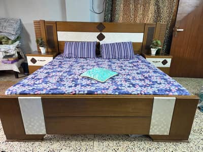 King Size bed with side tables and mattress