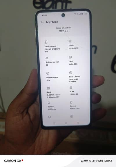 Tecno spark 10 pro 8 256 with box working good 10/8 condition