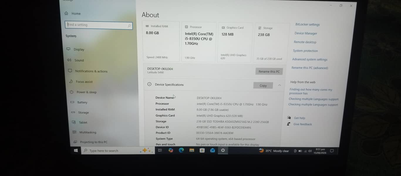 Core i5 8th generation 4
