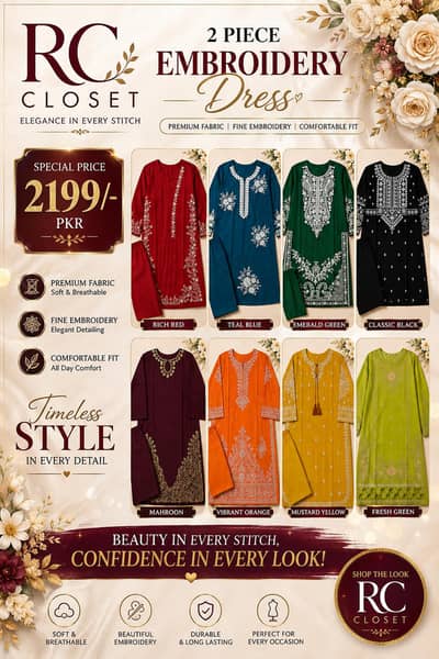 2pc Embroidery dresses